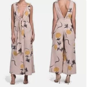 White Closet Floral Jumpsuit Women’s Wide Leg Tropical Resort Vacation Femme